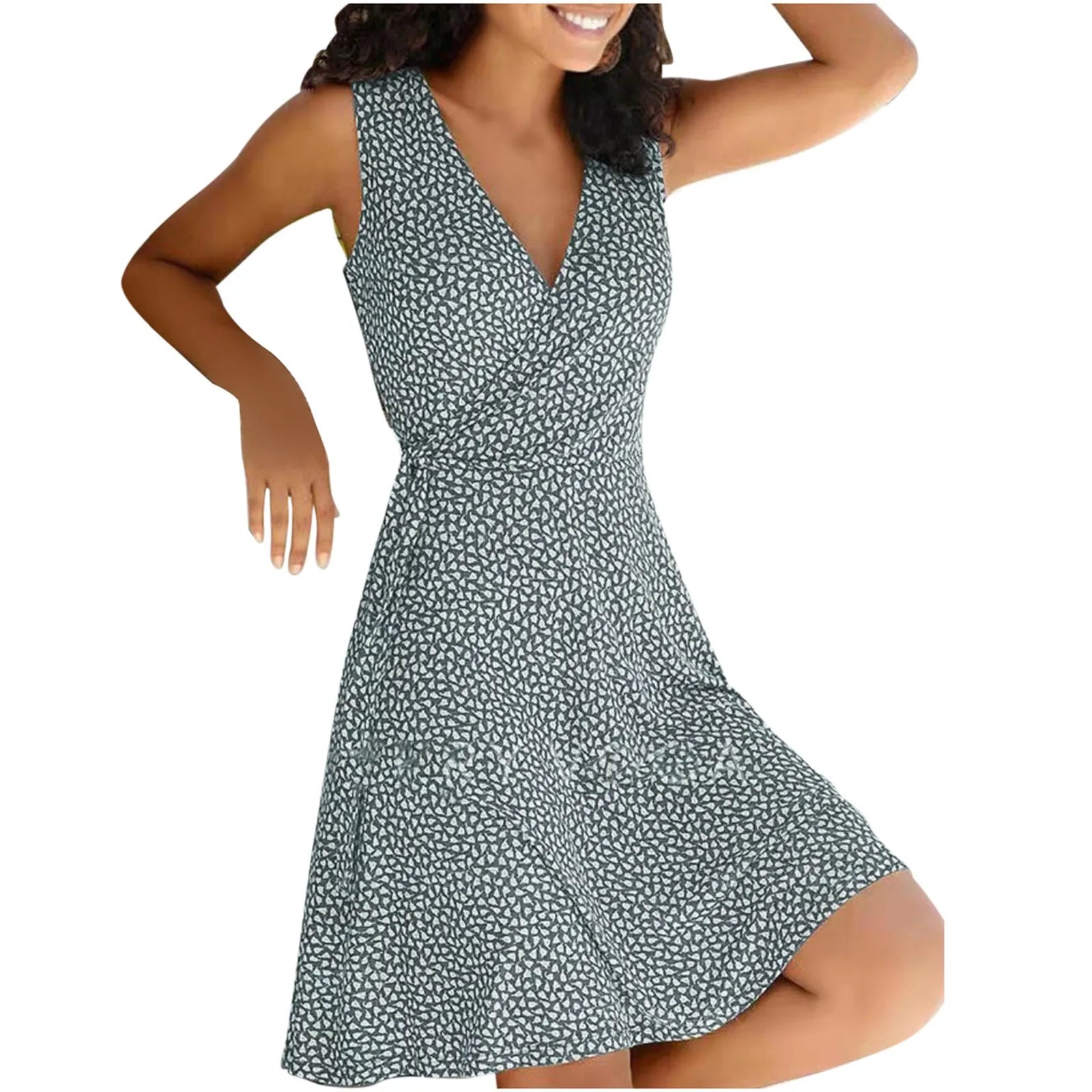 Kleider für Frauen 2024 lässig plus Größe Damen Blumen wickel V-Ausschnitt Midi-Kleid eine Linie Swing Cap Ärmel Midi Vestidos de Fiesta.