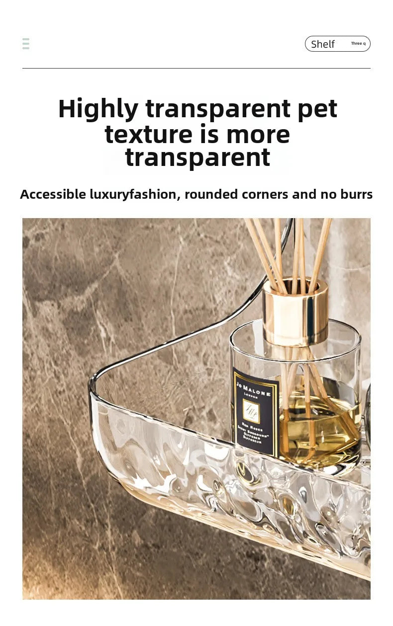 Kein Bohren, Acryl-Badezimmerregal, Wandmontage, Dusch-Organizer für Shampoo, Kosmetik, platzsparendes WC-Aufbewahrungsregal, Eckregal