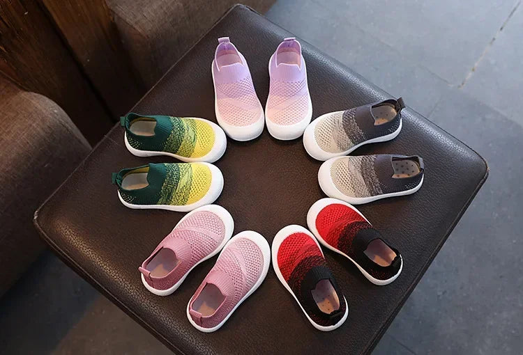 Children Shoes Spring Autumn Kids Sneakers Soft Breathable Mesh Boys Slip-on Shoes Patchwork Color Girls Shoes.