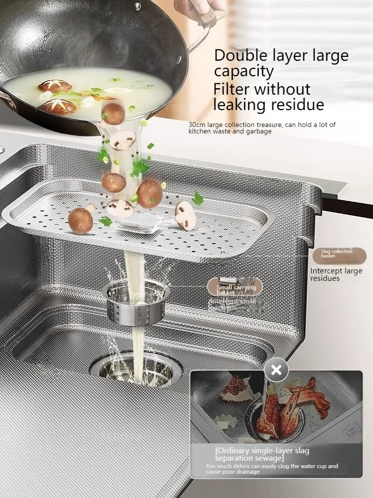 304 stainless steel Undermount Kitchen Sink Embossed Silver Large Single Bowl with Accessories Thickened Sinks