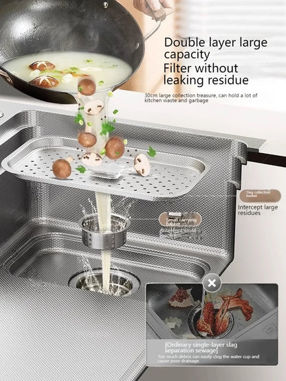 304 stainless steel Undermount Kitchen Sink Embossed Silver Large Single Bowl with Accessories Thickened Sinks