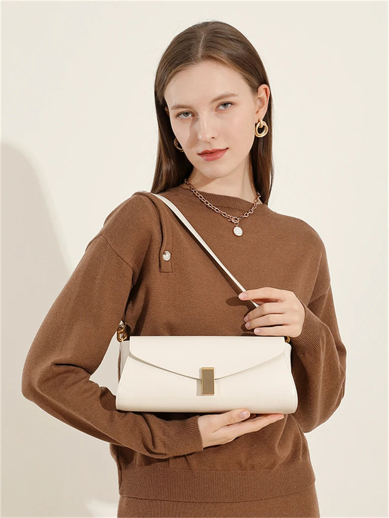 Hifashion Elegant Genuine Leather Underarm Shoulder Bags For Women 2025 Luxury Designer Crossbody Purses Square Ladies Handbags