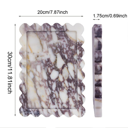 Calacatta Viola Scalloped Marble Tray, Natural Marble Stone Tray, Luxury Decorative Trays for Bathroom, Vanity, Home Decor.