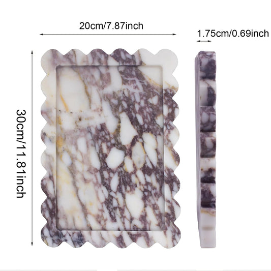Calacatta Viola Scalloped Marble Tray, Natural Marble Stone Tray, Luxury Decorative Trays for Bathroom, Vanity, Home Decor.