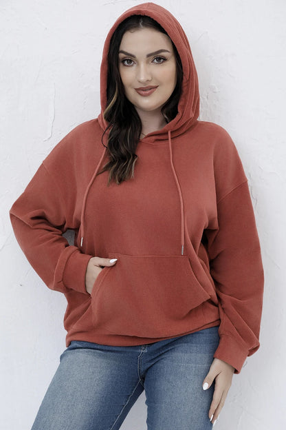 Gibsie Plus Size Frauen Hoodies Herbst Winter solide Kordel zug Kapuze Sweatshirts Känguru Tasche Fleece lässig Frauen Top.