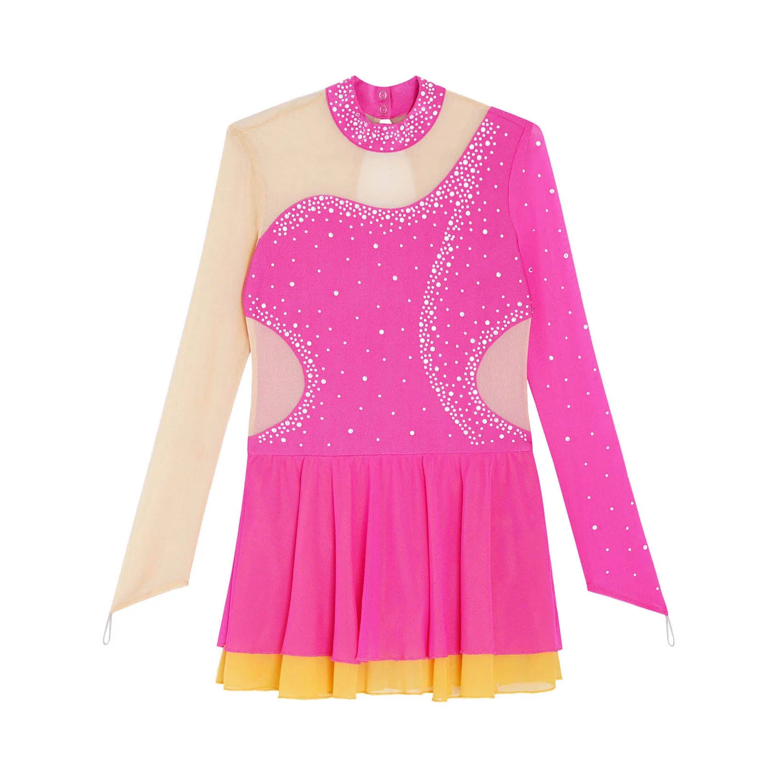 Kinder Mädchen Eiskunstlauf Kleid Lyrical Ballett Tanz Rhythmische Gymnastik Leistung Kostüm Langarm Strass Trikot.