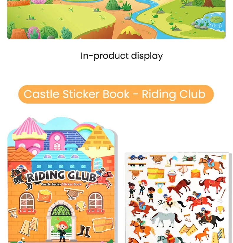 Kids' Reusable Castle Jelly Sticker Book Multi-Theme DIY Creative Jelly Stickers Portable Quiet Busy Book Montessori Sticker Toy
