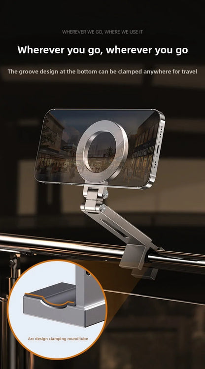 Universal Magnetic Phone Holder Travel Essentials Multi-axis Rotation Hands-Free Airplane Phone Mount Desktop Clip for Phone.