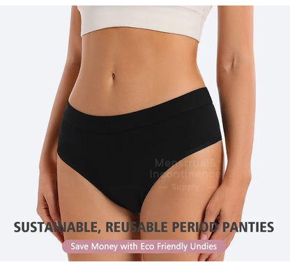 Menstrual Panties Bamboo Fiber Reusable Breathable 4-Layer Leakproof Protection Period Underwear Fast Absorbent.