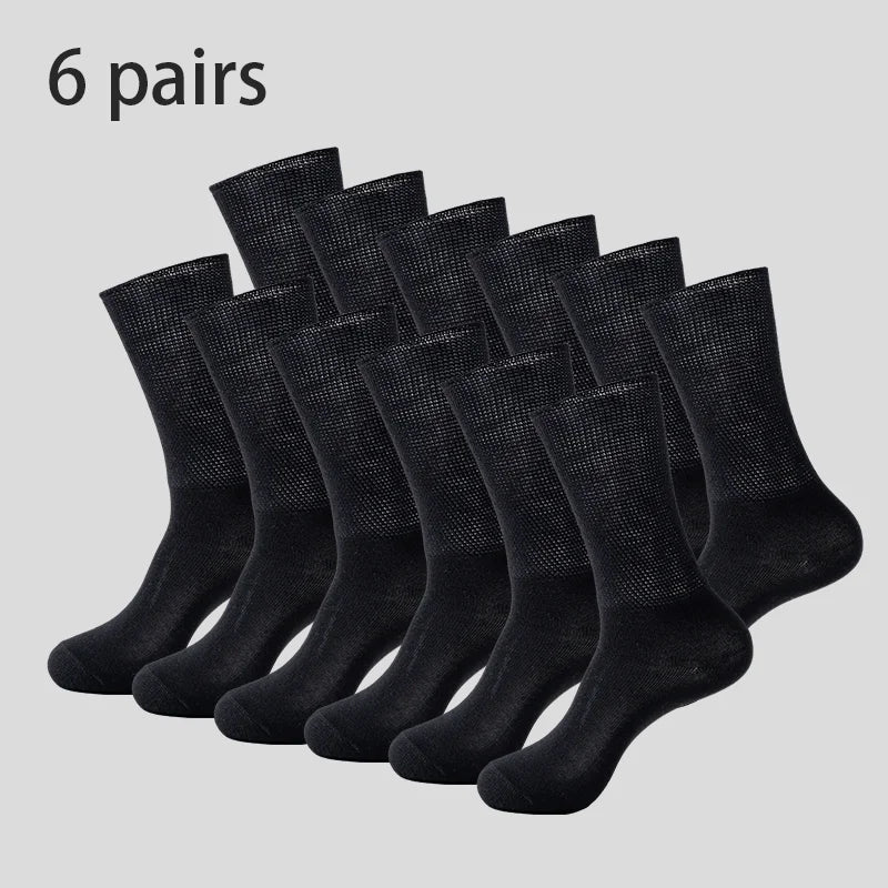 6Pairs Comfortable and Supportive Diabetic Socks for Men Moisture wicking Fabric Non-binding Top business socks.