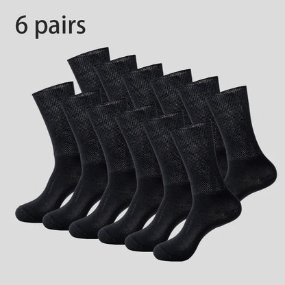 6Pairs Comfortable and Supportive Diabetic Socks for Men Moisture wicking Fabric Non-binding Top business socks.