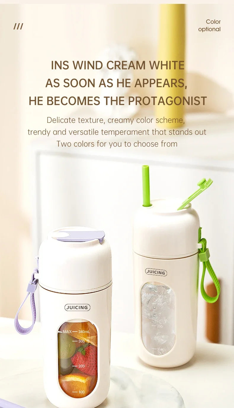 Portable Multi-function USB Wireless Juicer 12-blade Head Fast Juice Extraction 2600mAh Capacity Indoor and Outdoor Mixing Cup.