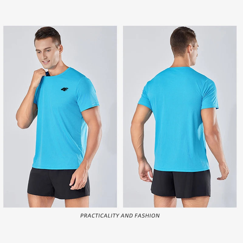 Men's Summer Exercise Trainning T-shirt High Quality Breathable Quick Dry Short Sleeved Top Marathon Gym Fitness Basketball Tees.