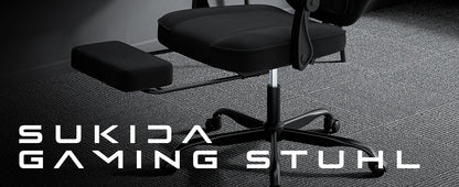 SUKIDA Gaming-Stuhl mit Fußstütze, PC-Stuhl im Racing-Stuhl-Design, ergonomischer Bürostuhl, verstellbar mit Lordosenstütze