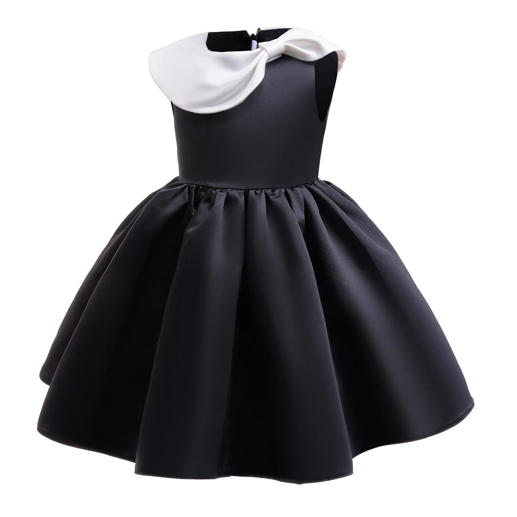 Kinder Kleider für Mädchen Vintage Schwarz Satin Prinzessin Kleid für Kinder Konzert Performance Hochzeit Geburtstag Zeremonie Abendkleid.