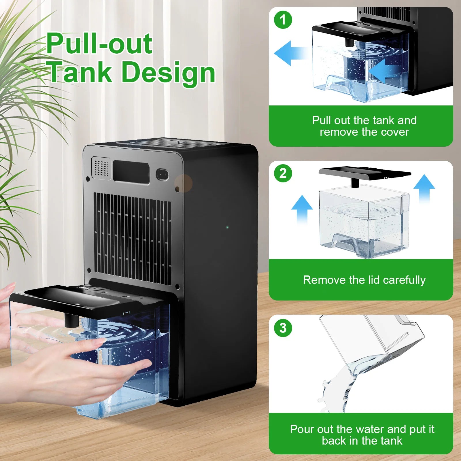 LOEFME 3000ml Electric Dehumidifier Large Air Dryer Drying Mode Mould Moisture Damp with Timer 800mL/Day for Home Bedroom Office.