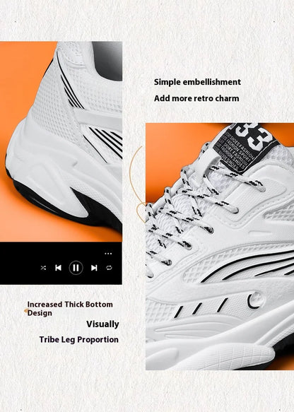 6CM Man Hidden Elevator Shoes Breathable Mesh Sneakers Anti-Slip Thick Sole Comfortable Casual Athletic Sports for Men Non-Slip.