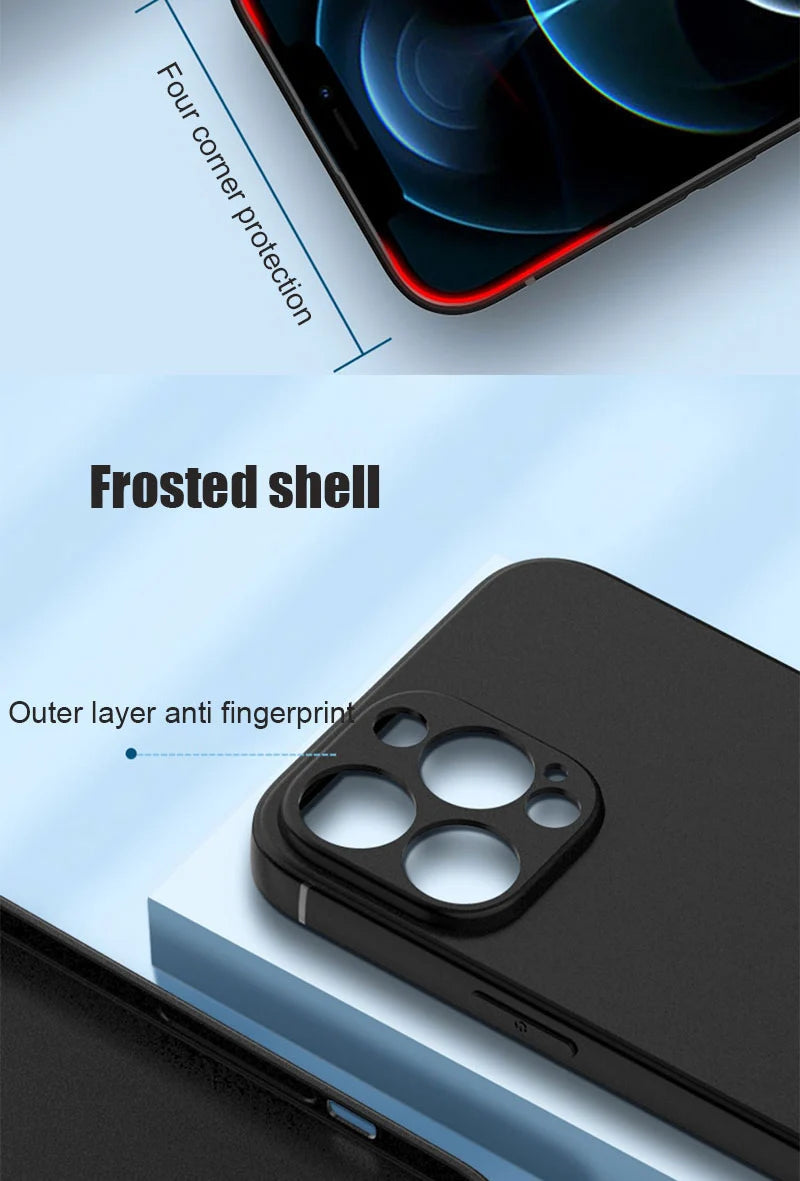 Luxury Black Silicone Matte Phone Case For iPhone 16 15 14 11 12 13 Pro Max 15 Plus 12 Mini 16E Xr X Xs Max Back Cover Soft Case.