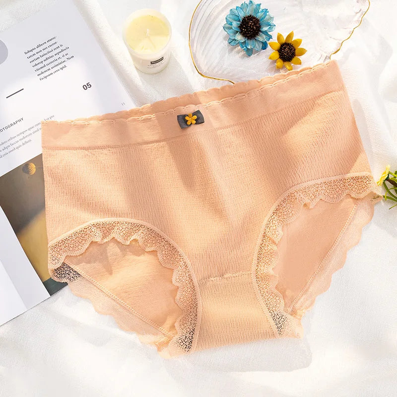 4Pcs Plus Size Underwear Women's Panties High Waist Sexy Panties Seamless Briefs Female Girls Lingerie Graphene Pantys Ladies.