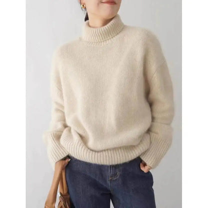 100% Mink Cashmere Turtleneck Sweater Women Solid Color Long Sleeve Top Autumn Winter Fashion Knit Female Warm Pullover Jumper.