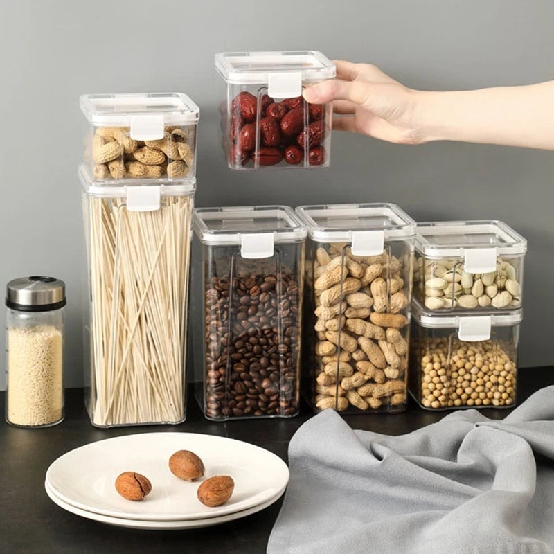 2/4Pcs Sealed Jars Set Grain Coffee Beans Sealed Container Plastic Kitchen Fresh-keeping Box Moisture-proof Storage Boxes Set.