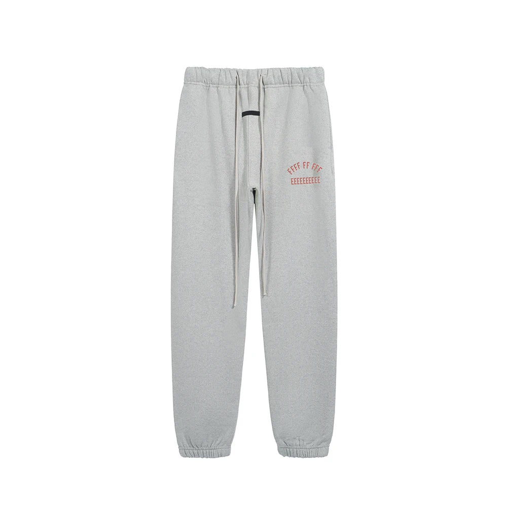 Fashion Streetwear Double Line Letter Print Sweatpant Top Quality Thick Fleece Drawstring Casual Pant Men Women Loose Sweatpants.