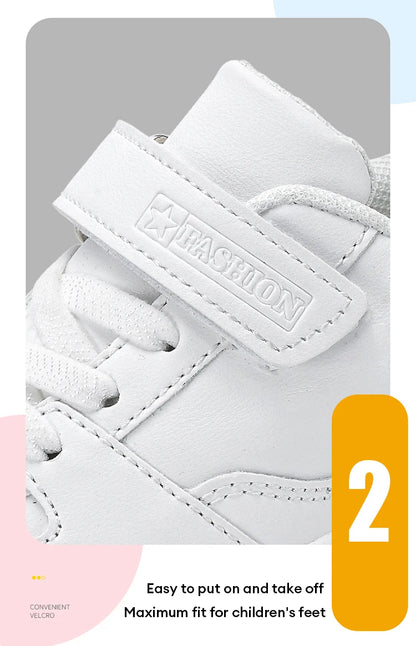 White Kids Sneakers Boys Sports Running Shoes Breathable Mesh Lightweight Comfortable Outdoor Tennis Casual Walking Shoes.