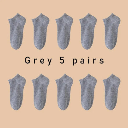 5 Pairs of Women's/men's Boat Socks Invisible Low Cut Anti Slip Summer No Show Ankle Socks Solid Color Casual Breathable