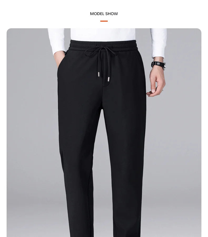 M-9XL Plus Velvet Trousers Men's Plus Size Autumn and Winter Thickened Casual Sports Pants Fat Mid-high Waist Solid Color Pants.