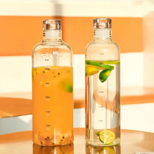 Newest Water Cup Sport Water Bottle With Time Scale Couple Plastic Portable Water Container Anti-drop Outdoor Water Bottle.