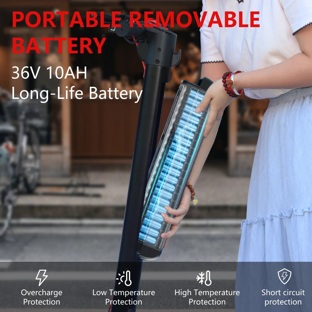 HX X8 Powerful Electric Scooter 350W 10AH 36V Removable battery EScooter Foldable 10.0 inch Wheel Self-Balance E Scooter.