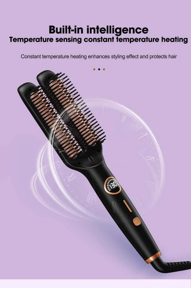 Professional Iron Straight Hair Hot Comb Double Heating Plate Ceramic Fast Heating Straightener Comb Electric Brush Straightener.