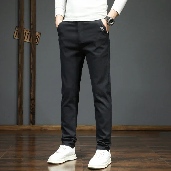 Autumn Winter New Men's Casual Pants Korean Fashion Stretch Straight Slim Fit Trousers High Quality Sweatpants Solid Color Male