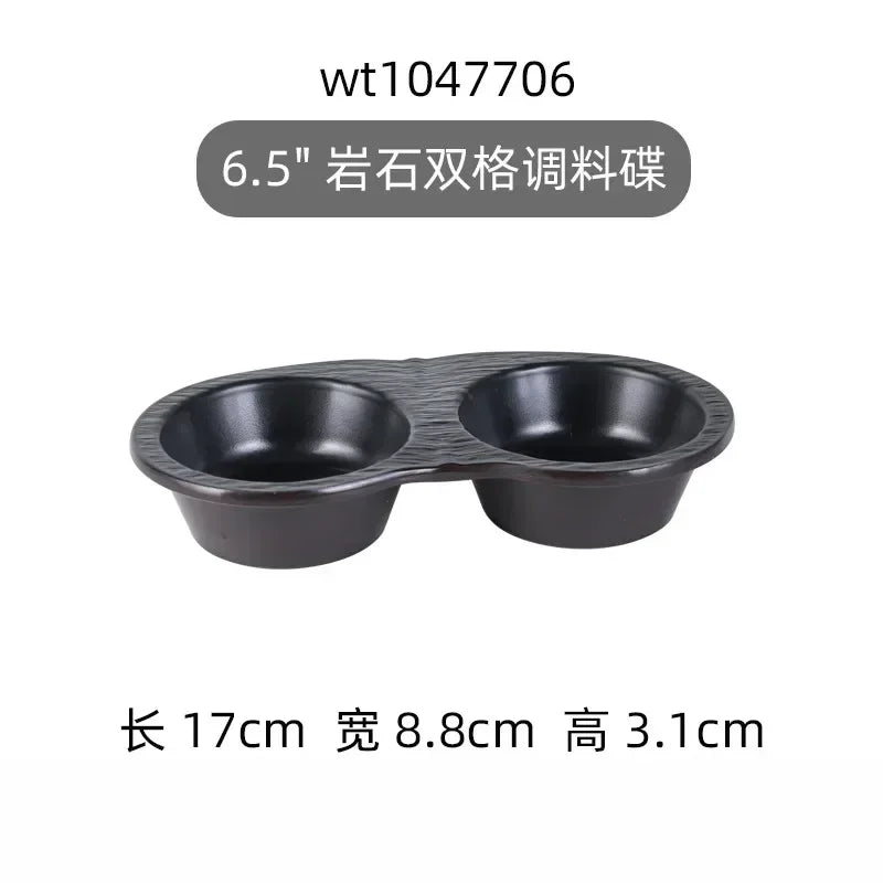 Hotpot Restaurant Melamine Tableware Black Frosted Dinner Plate Japanese Sushi Plates Not Easily Broken Snack Fruit Dishes.