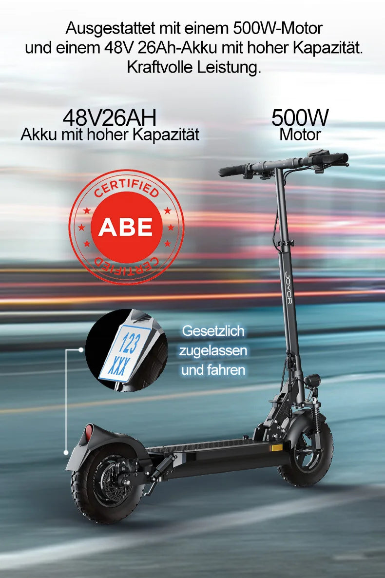 JOYOR Y8-S (ABE) EScooter For Adults E-Scooter 10-Inch Tire 500W Motor 48V26AH Battery City Foldable Electric Scooter.