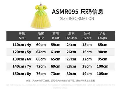 Tiana Fancy Prinzessin Kleid für Mädchen Geburtstag Party Kostüm Kinder Rollenspiel Ballkleid Kinder Karneval Performance Kleidung.