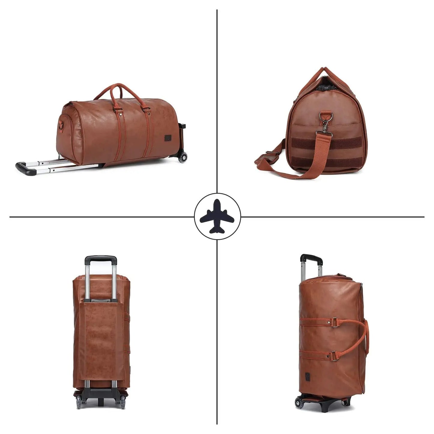 2025, neue wasserdichte Leder-Tasche mit großer Kapazität, abnehmbarer Trolley-Handtasche, Anzug, Kleidung, Reisetasche, Business, umwandelbare Gepäcktasche.