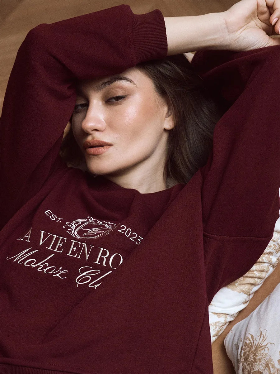 Bornladies Embroidered Hoodie Pants 2-piece Set Autumn New Casual Pants Women's O-neck Pullover Hoodie Suit.