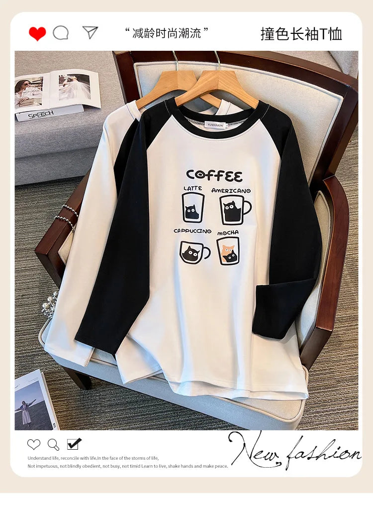 175kg plus size Damen büste Frühling Herbst lockeres Oberteil Rundhals bedrucktes Langarm-Sweatshirt 4xl 5xl 6xl 7xl 8xl 9xl.