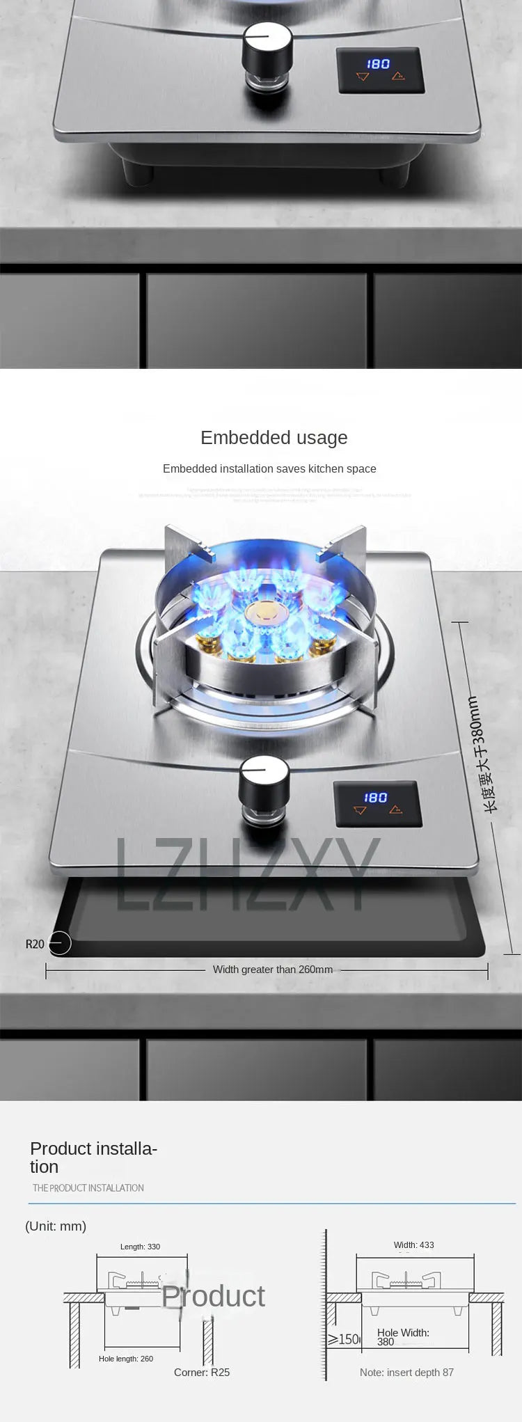 Gas Stove Single Stove Household Desktop Liquefied Gas Natural Gas Stove Embedded Stainless Steel Fierce Fire Stove Gas Cooker