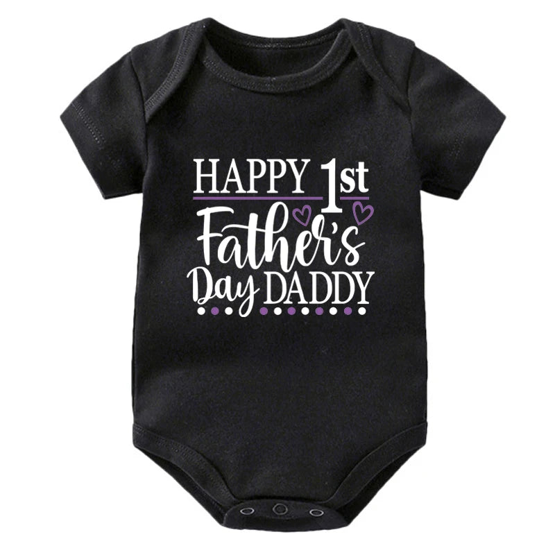 Happy 1st Vatertag Papa Druck neugeborenes Baby Jungen Mädchen Stram pler Kleidung Kleinkind Sommer Kurzarm Body Väter Tag Geschenke