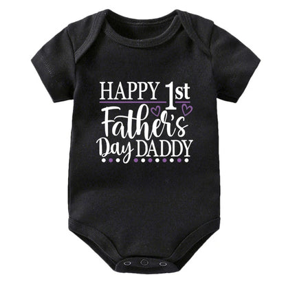 Happy 1st Vatertag Papa Druck neugeborenes Baby Jungen Mädchen Stram pler Kleidung Kleinkind Sommer Kurzarm Body Väter Tag Geschenke