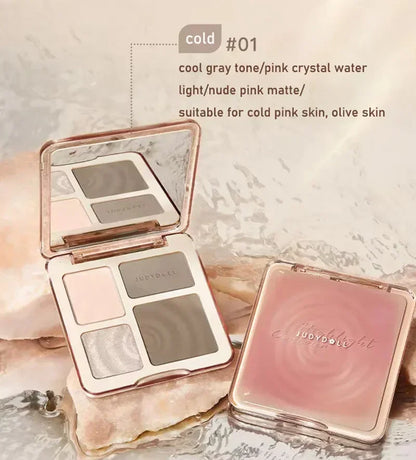 Judydoll Highlighter Contour Bronzer Palette Nude Makeup Natural Facial 3D Nose Shadow Long-Lasting Waterproof Cosmetics Makeup.