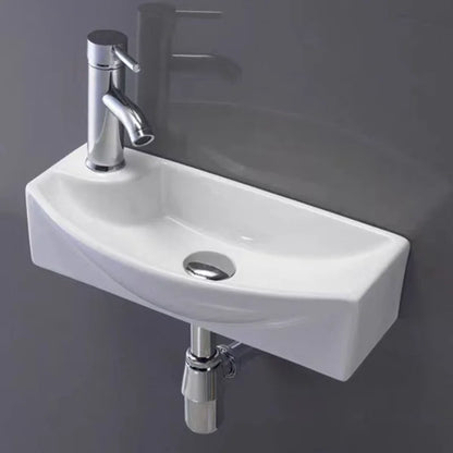 Einfache Installation, wandmontiertes Keramik-Badezimmerwaschbecken für kleine Räume