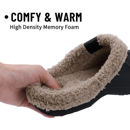 Eyriphy Classic Fur Lined Clogs For Women Waterproof Winter Fuzzy Slippers Mens Cotton Shoes For Indoor And Outdoor Rubber Soles.