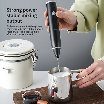 Powerful Milk Frother Wand Mini Handheld Milk Frother Whisk Rechargeable Drink Mixer for Coffee Lattes.