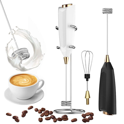 Milk Frother Handheld Battery Powered With Holder Frother Wand Drink Mixer Electric Whisk for Coffee.