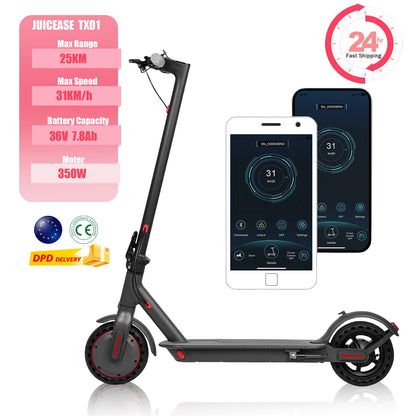 2025 JUICEASE TX01 Electric Scooter 350W Motor 36V 7.8Ah 25 KM Range 31KM/ 8.5 Inch Tires with APP Foldable Adult Kick I Scooter