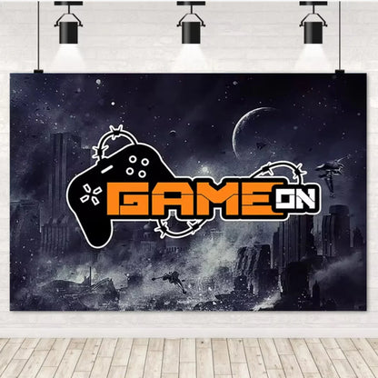 Game On Theme Video Gamer Kids Birthday Party Neon Green Gaming Next Level Up Background Baby Shower Decoration Supplies Props