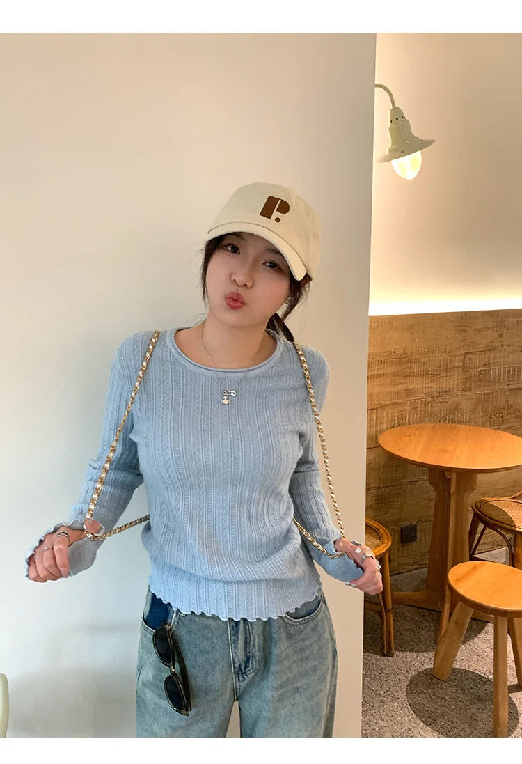 2025 neue Herbst Frühling Pullover Mode Frauen Gestrickte Dünne Lange Hülse O-ansatz Jumper Casual Büro Dame Pendeln Pullover Top.